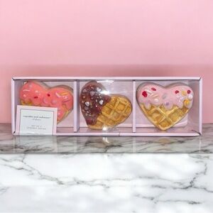 Cupcakes and Cashmere Set of3 Valentine's Day Ceramic Heart Shaped Waffle Donuts